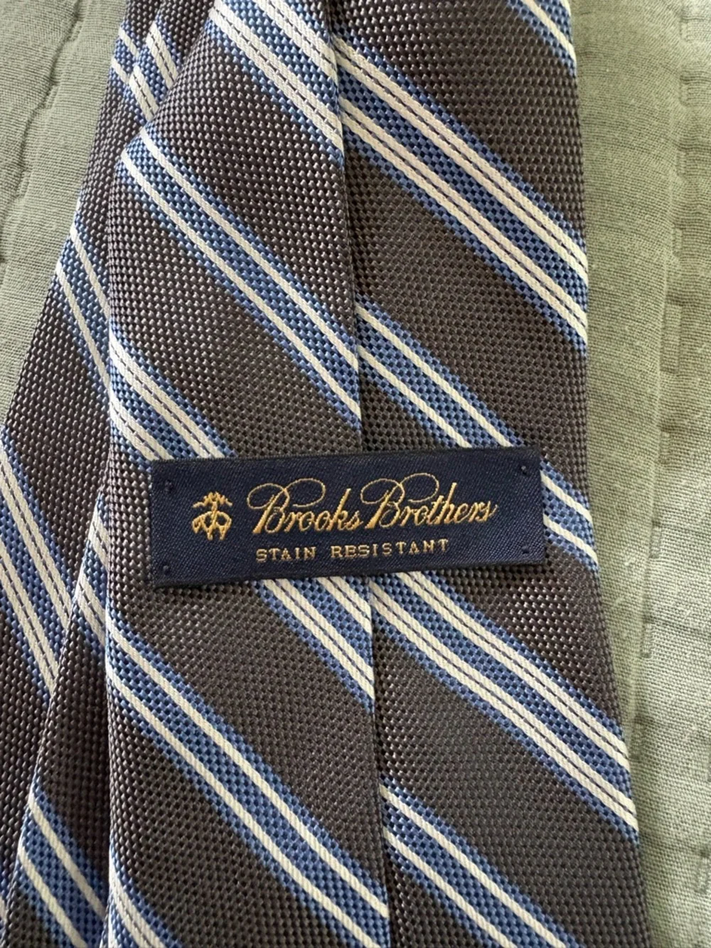 Brooks Brothers 100% Silk Tie Gray Blue Repp Stripe Men’s Necktie